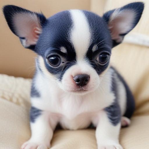 royal blue and white cute striped chihuahua puppy