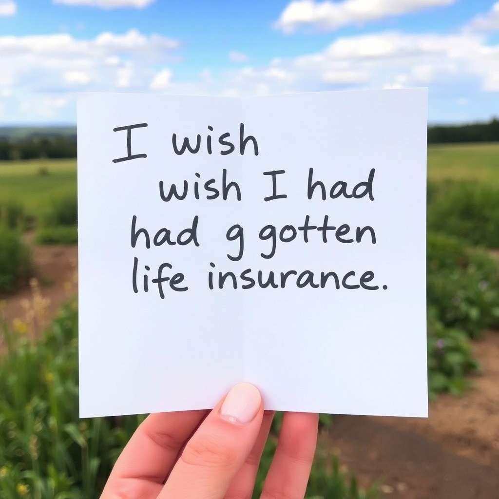 A handwritten note: “I wish I had gotten life insurance"