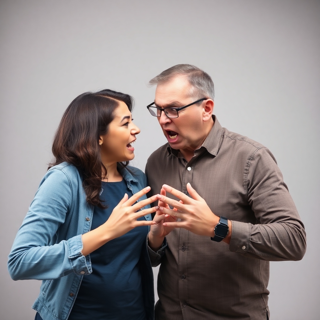 angry parents arguing transparent background