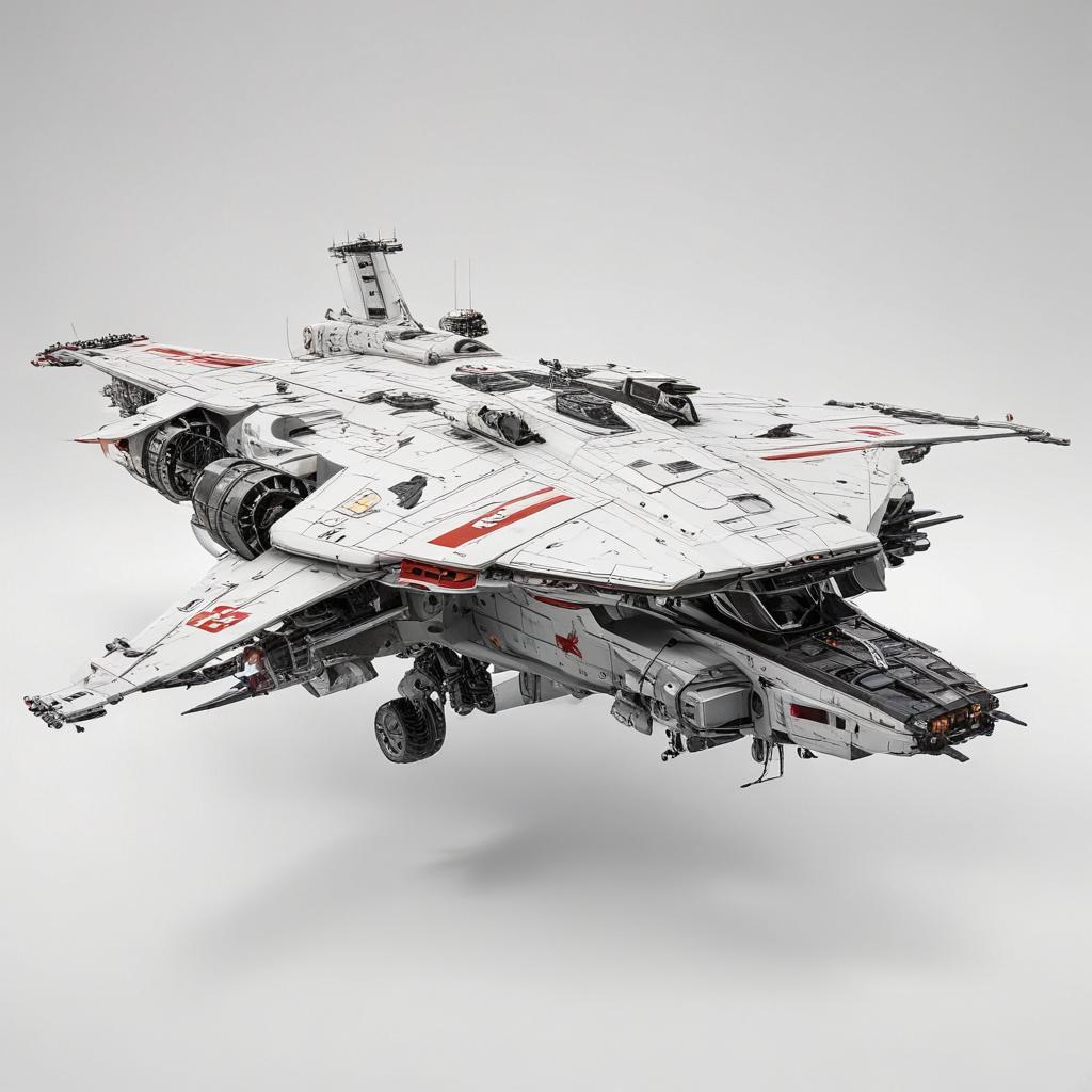 one, ARMD Platform style, Robotch, Soviet, Sci-Fi, Space aircraft carrier, on a white background