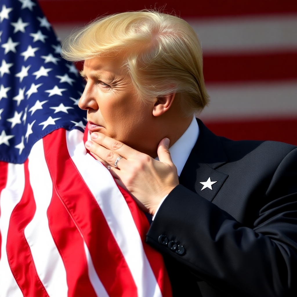 Donald Trump kissing the American Flag