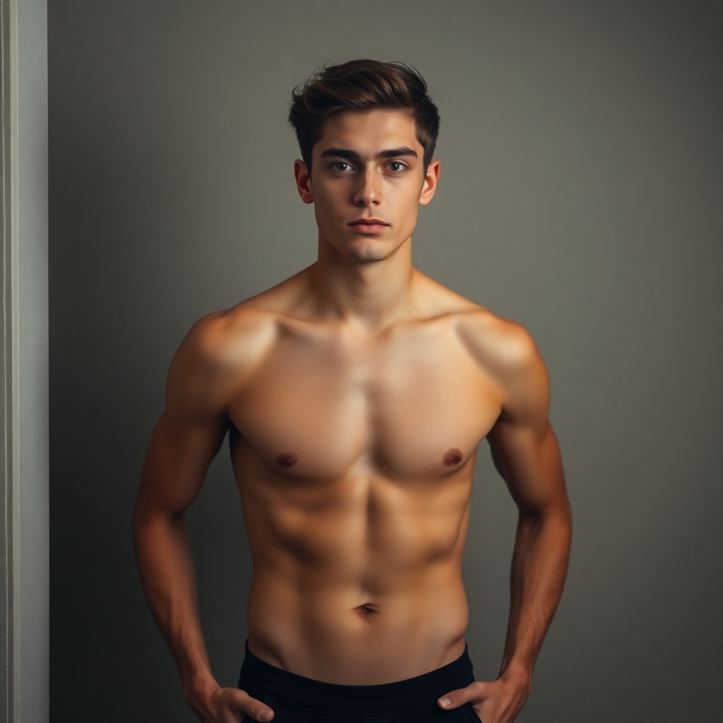 image of a handsome man in his early 20's naked