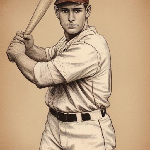 vintage baseball player drawing