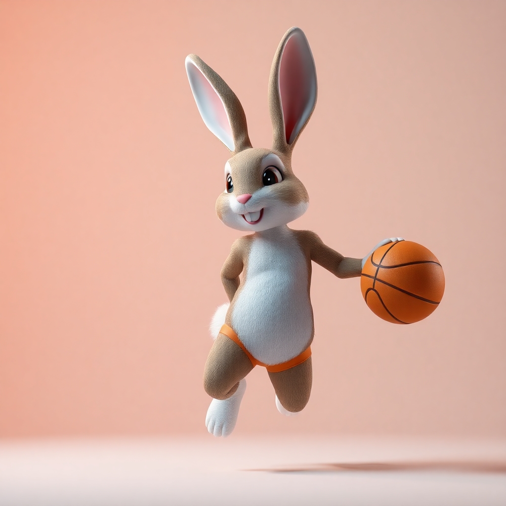 a sexy rabbit playing basketball