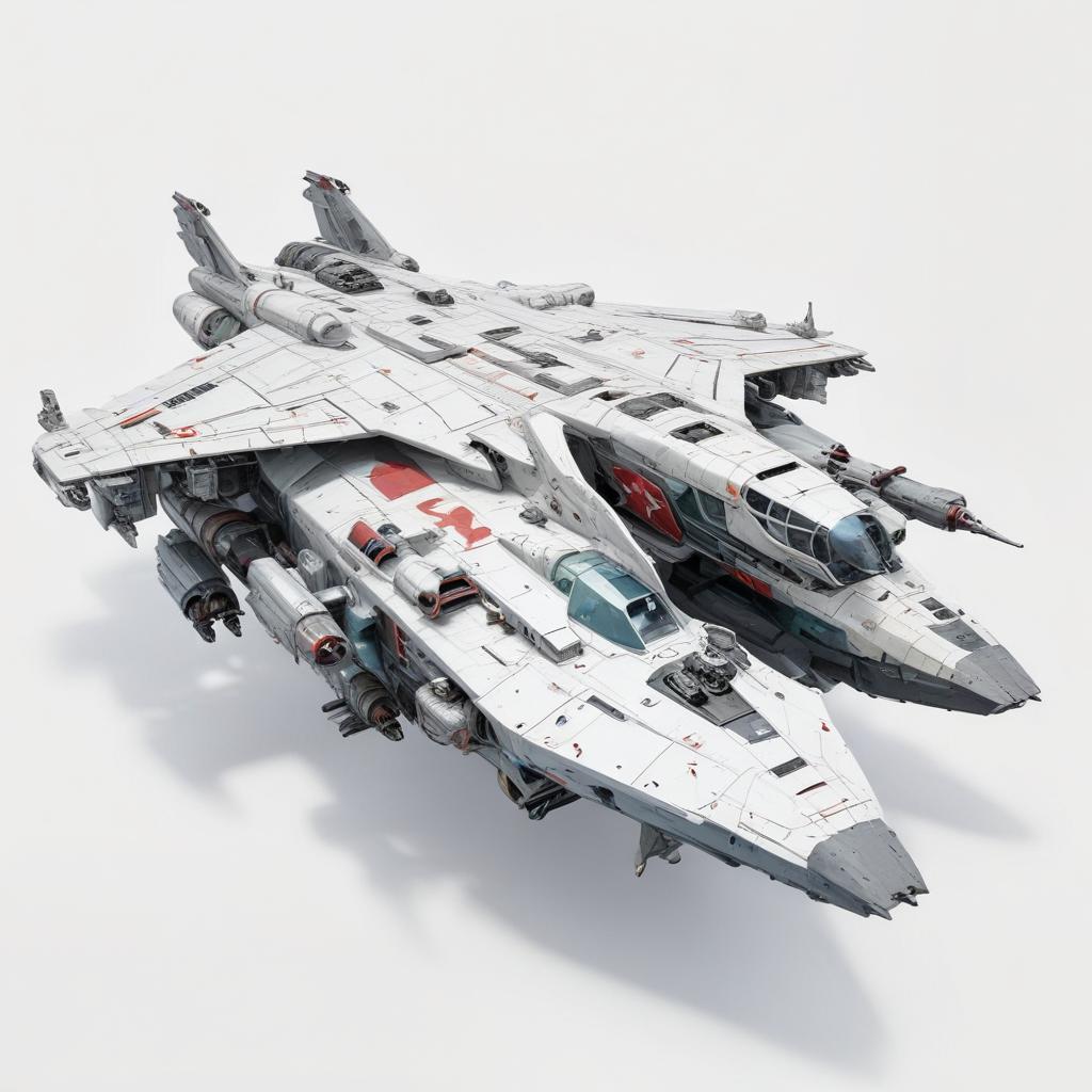 one, ARMD Platform style, Macross Style, Soviet, Sci-Fi, space aircraft carrier, on a white background