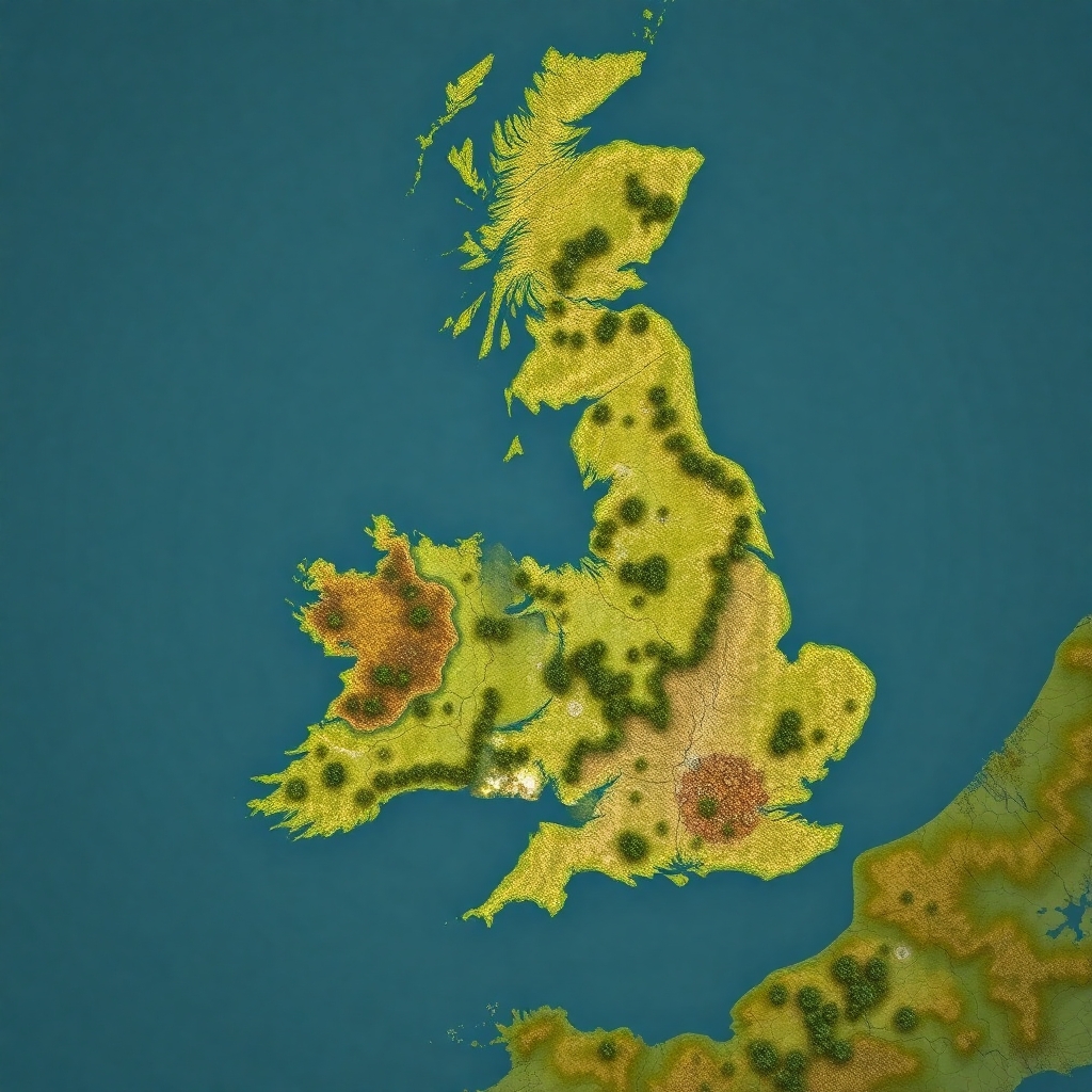 map of old england as if it has aged 500 years
