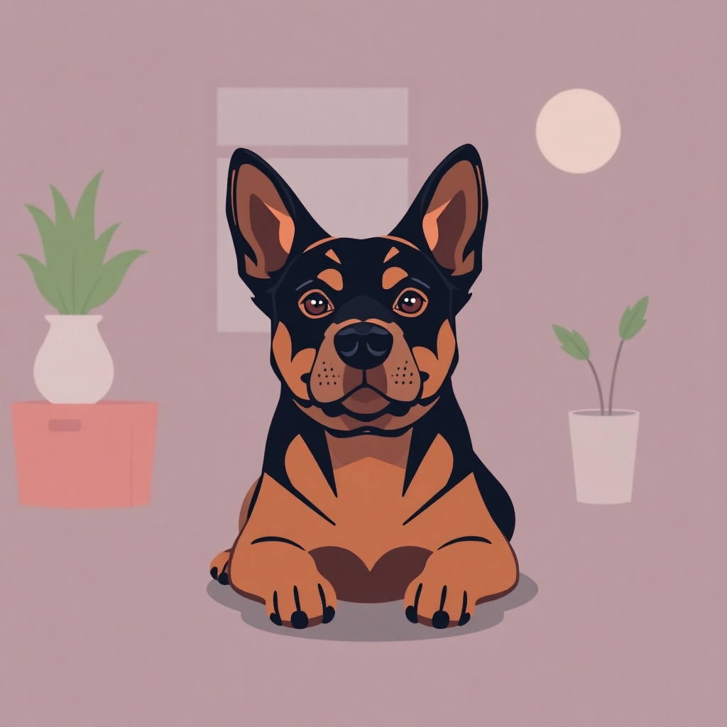 dog, modern flat vector illustration, full scene, editorial style