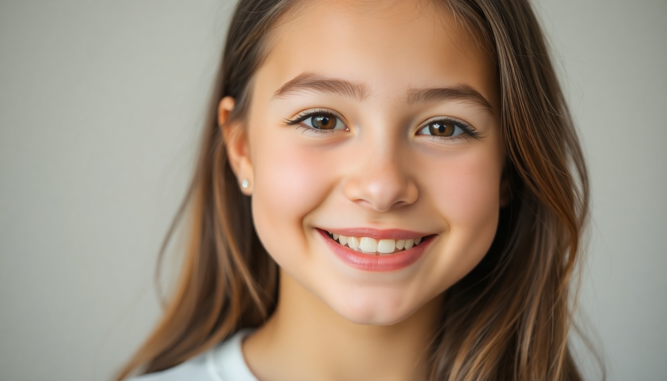 Beautiful girl with face smiling