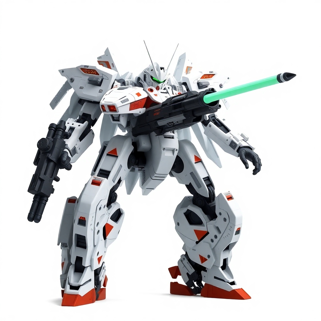 Chinese, Chengdu J-20 style, Macross Valkyrie, Gerwalk Mode, with arms and a single beam rifle,on a white background