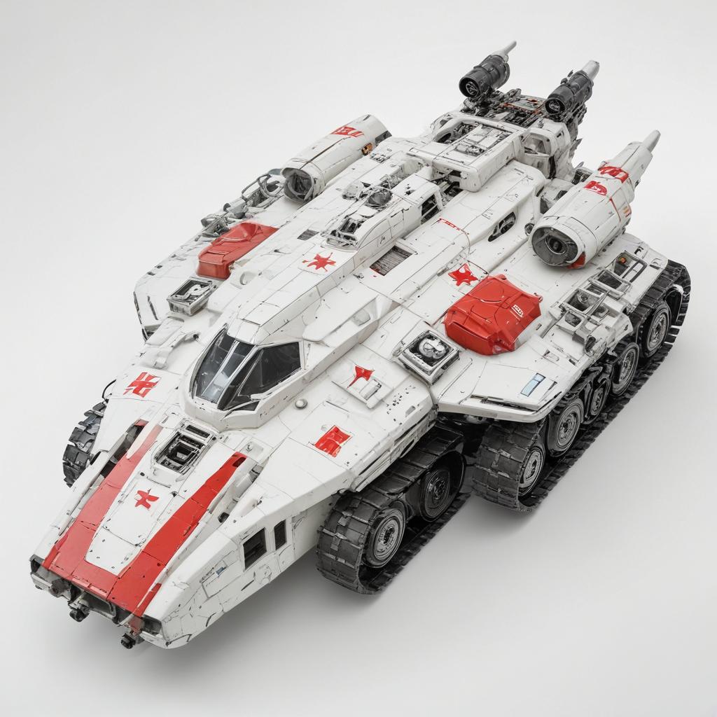 one, ARMD Platform style, Robotch, Soviet, Sci-Fi, space carrier, on a white background