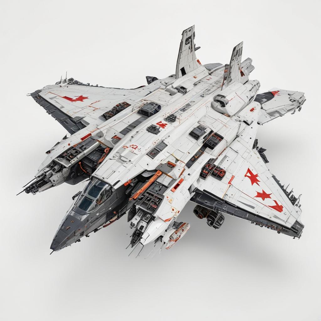 one, ARMD Platform style, Robotch, Soviet, Sci-Fi, Space aircraft carrier, on a white background