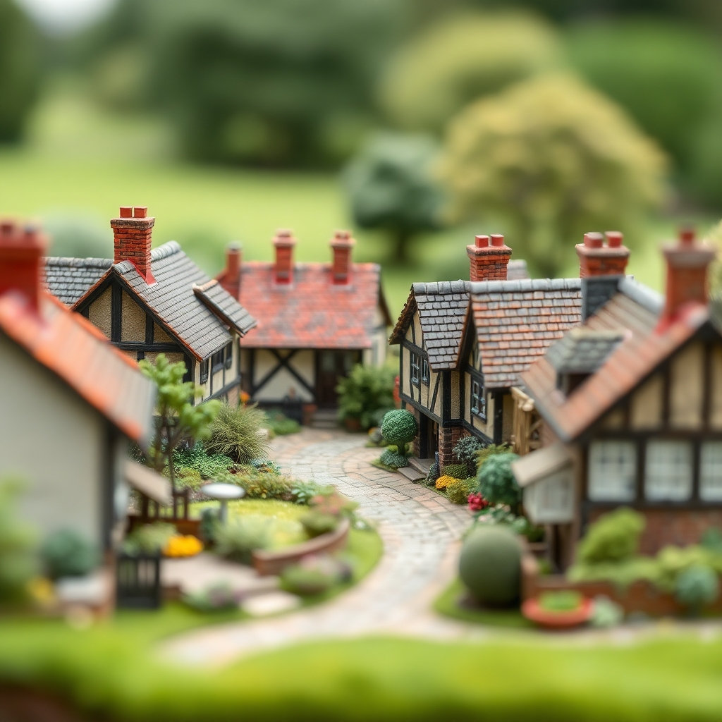 diorama miniatures view of A small English village