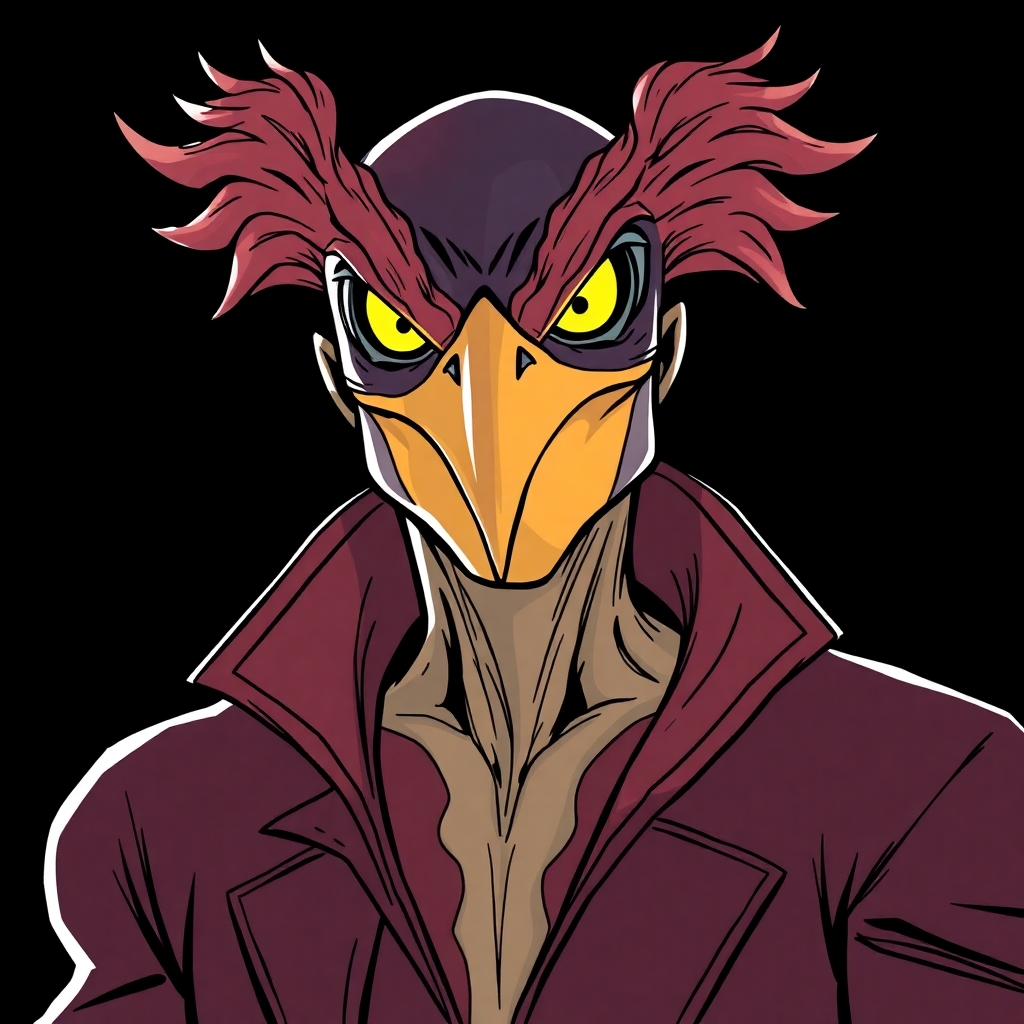 Draw a fictional villainous looking comic character BIRDMAN