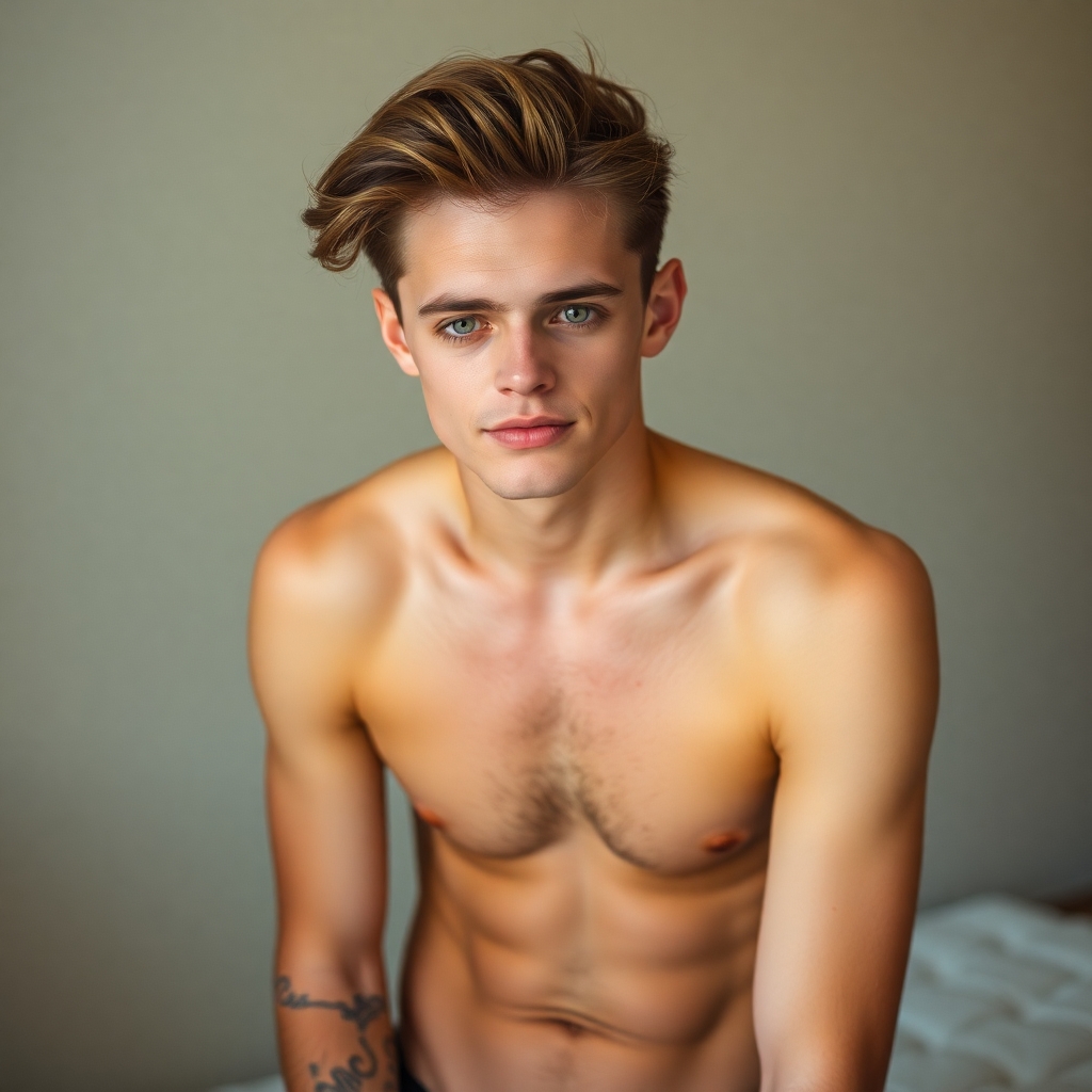 image of a handsome man in his early 20's without clothes on