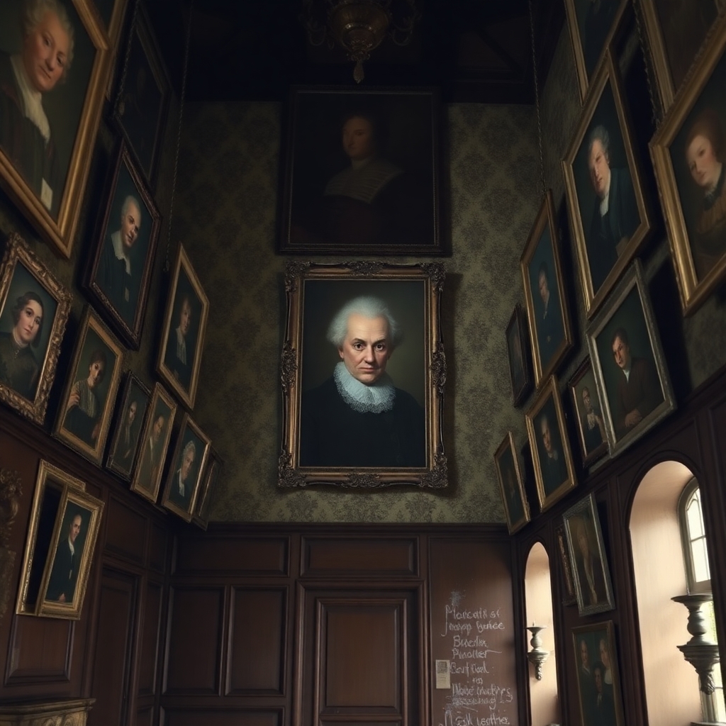 Dozens of noble portraits hang askew, but one (that of a young Hektor’s grandfather) is unmarked by decay and follows the players with its eyes.
