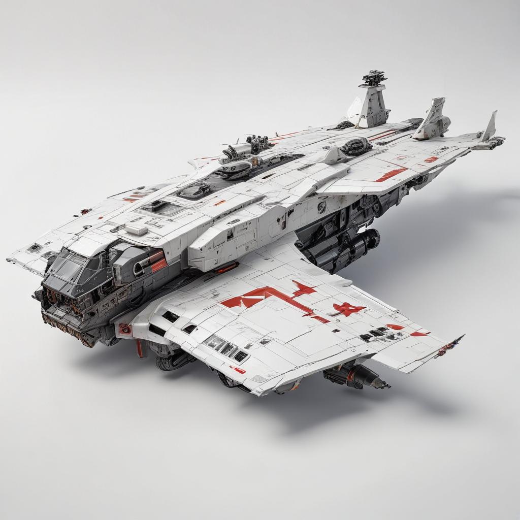 one, ARMD Platform style, Robotch, Soviet, Sci-Fi, Space aircraft carrier, on a white background