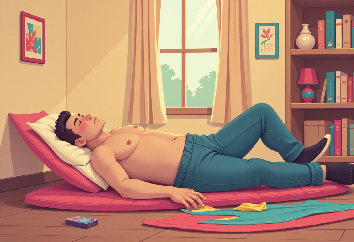 a man is resting, clipart style illustration