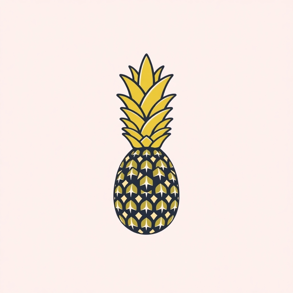 Flat 2D logo design incorporating a whisk with the top of a pineapple