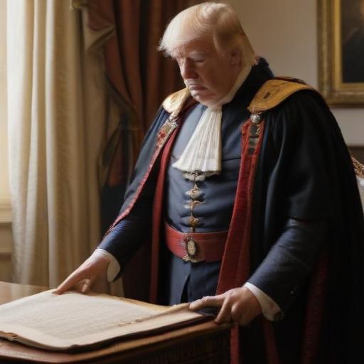 An image of Trump dressed as an emperor wiping his ass with the constitution