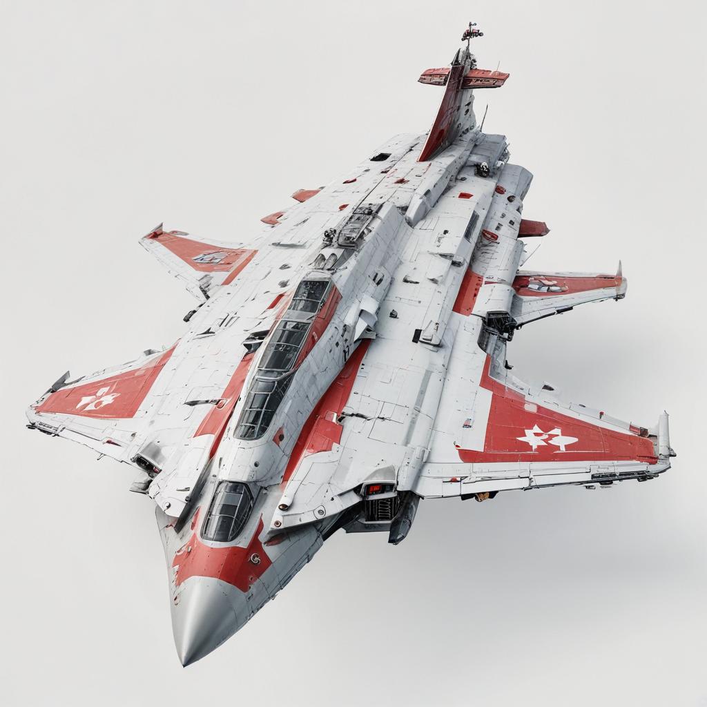 one, Zentradi style, Soviet, Sci-Fi, space aircraft carrier, on a white background