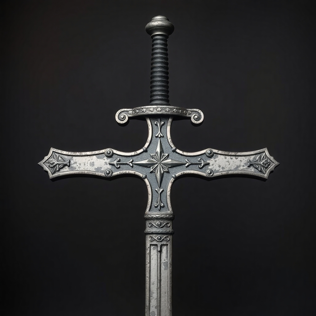 intricate roman sword cross