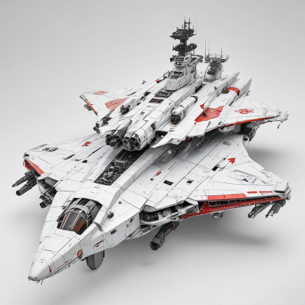 one, ARMD Platform style, Robotch, Soviet, Sci-Fi, Space aircraft carrier, on a white background