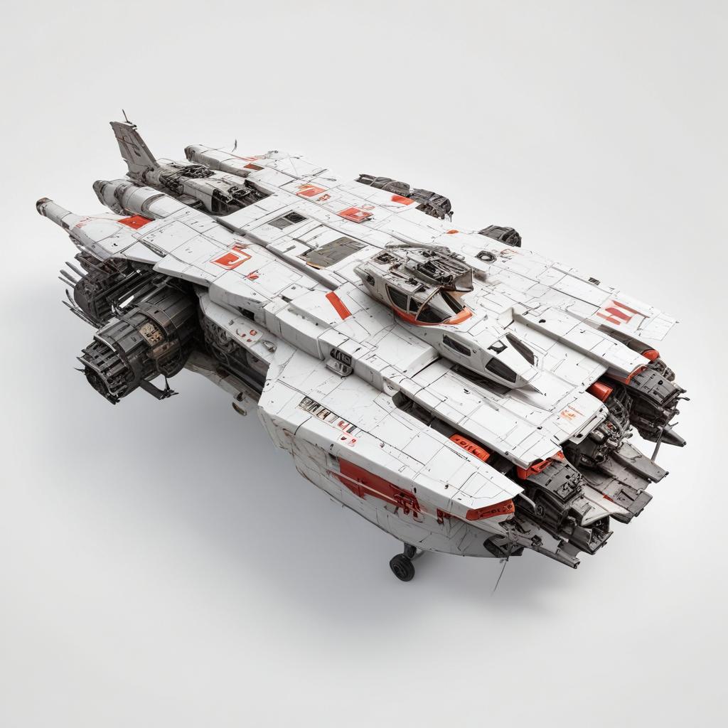 one, ARMD Platform style, Robotch, Soviet, Sci-Fi, Space aircraft carrier, on a white background