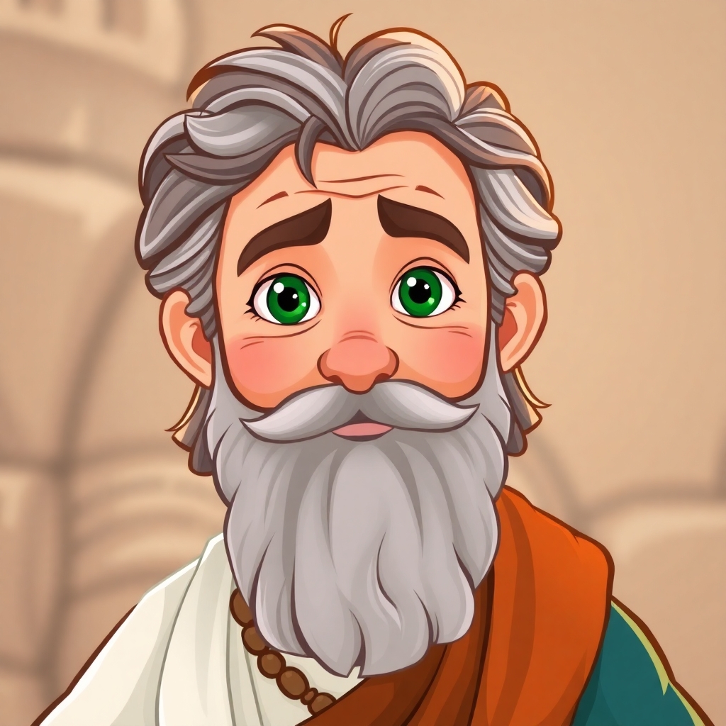 <img alt="a cartoon drawn young looking grandfather with brown and gray hair and green eyes at age 58 wearing Ancient Greece clothes from 815 BC. This is for a children's book so make him cute, and likeable for the reader to look at." src="https://imagiyo.com/generation/images/thumbnails/8qGQcfCOCwkFuVP_1746159465.webp" />