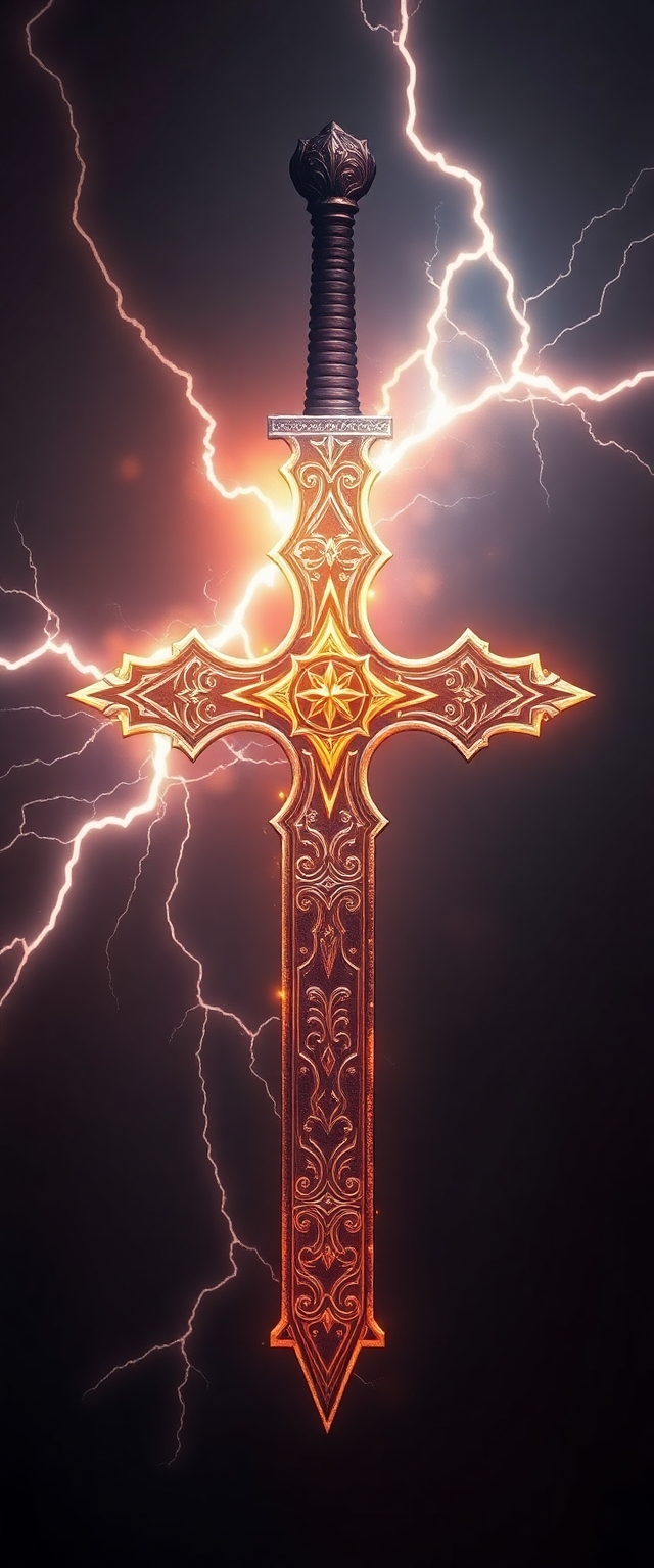 intricate roman sword cross