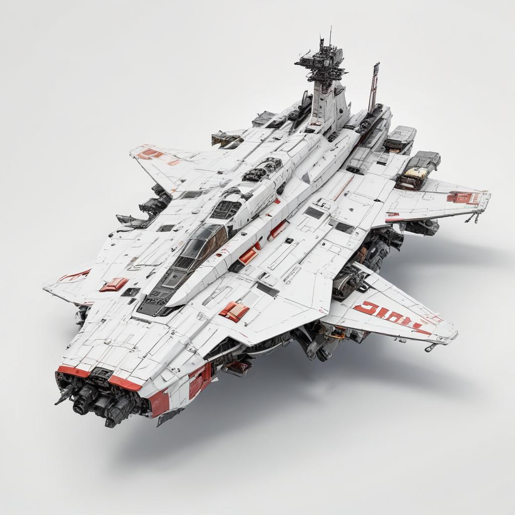 one, ARMD Platform style, Robotch, Soviet, Sci-Fi, Space aircraft carrier, on a white background