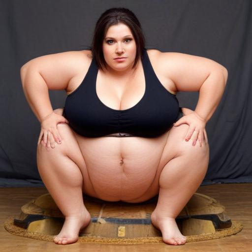 fat women 1000 lbs with giant round belly that touches the floor