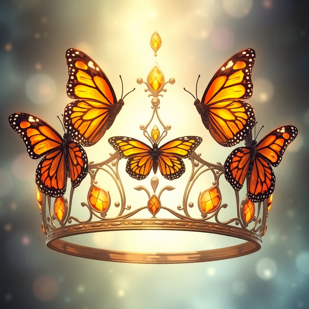 a fantasy crown featuring monarch butterflies