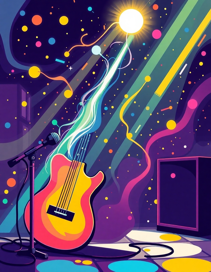 colorful popart illustration of music