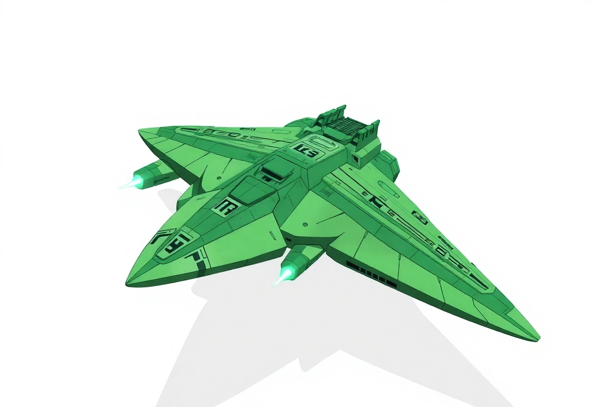 Green Zentran Space Battlecruiser on a white background