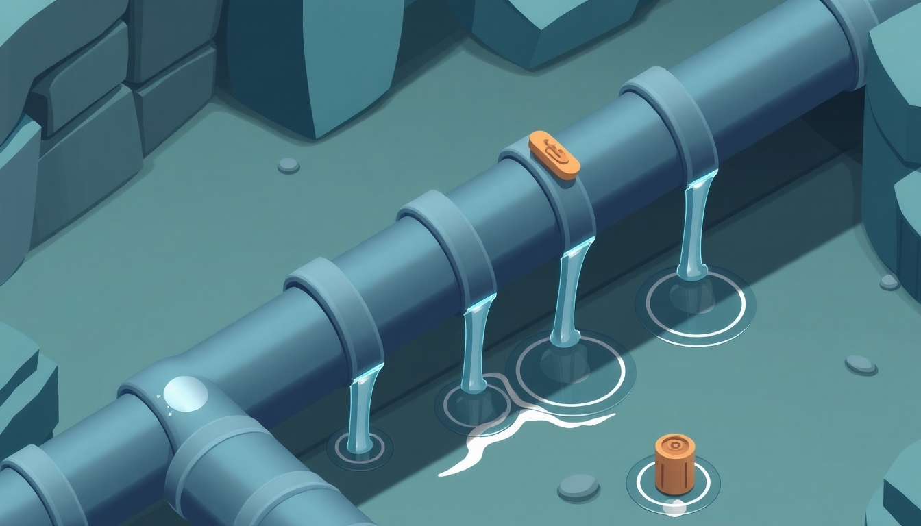 A Pipeline with leaks, the leaks are fixed with corks