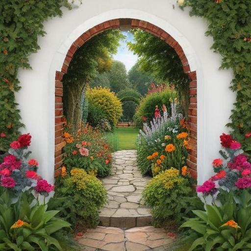 A mesmerizing photograph that seamlessly combines the mystique of a detailed keyhole outline with the vibrancy of a garden. The intricately designed keyhole frames a harmonious blend of colorful flowers and lush foliage, creating a captivating landscape within its confines. The garden comes alive with dancing butterflies, adding a touch of whimsy and movement to the serene scene. This enchanting fusion of geometric shapes and thriving nature ignites curiosity and wonder, inviting viewers to delve into the hidden mysteries hidden within the depths of this magical world. The photgraph, showcting beauty and allure of this captivating garden.