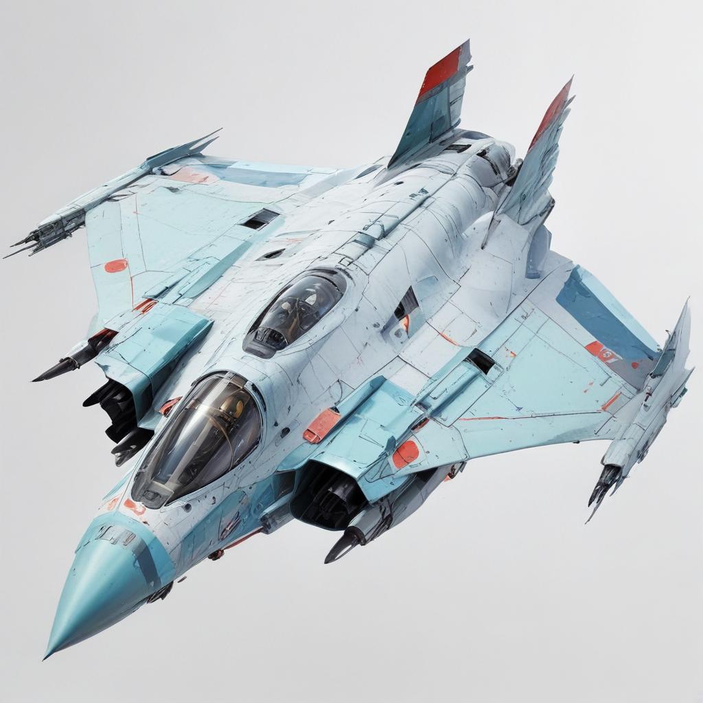 one, MIG 21 style, delta-wing, Robotch, Soviet, Sci-Fi, Space jet fighter, on a white background