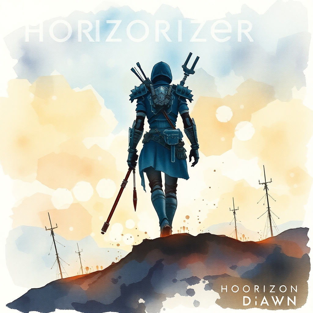 Horizon zero dawn  idea game cover inspired watercolour art