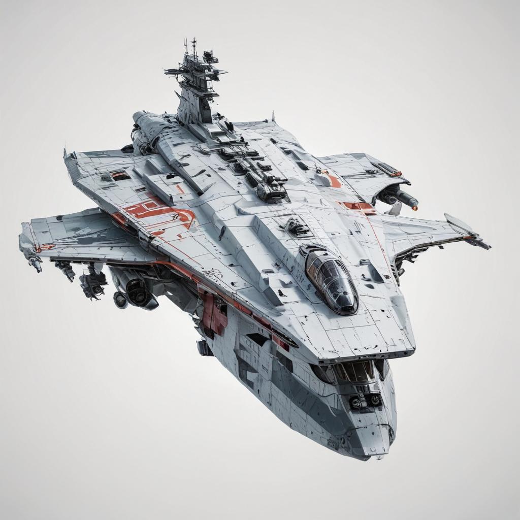 one, Zentraedi style, Soviet, Sci-Fi, space aircraft carrier, on a white background