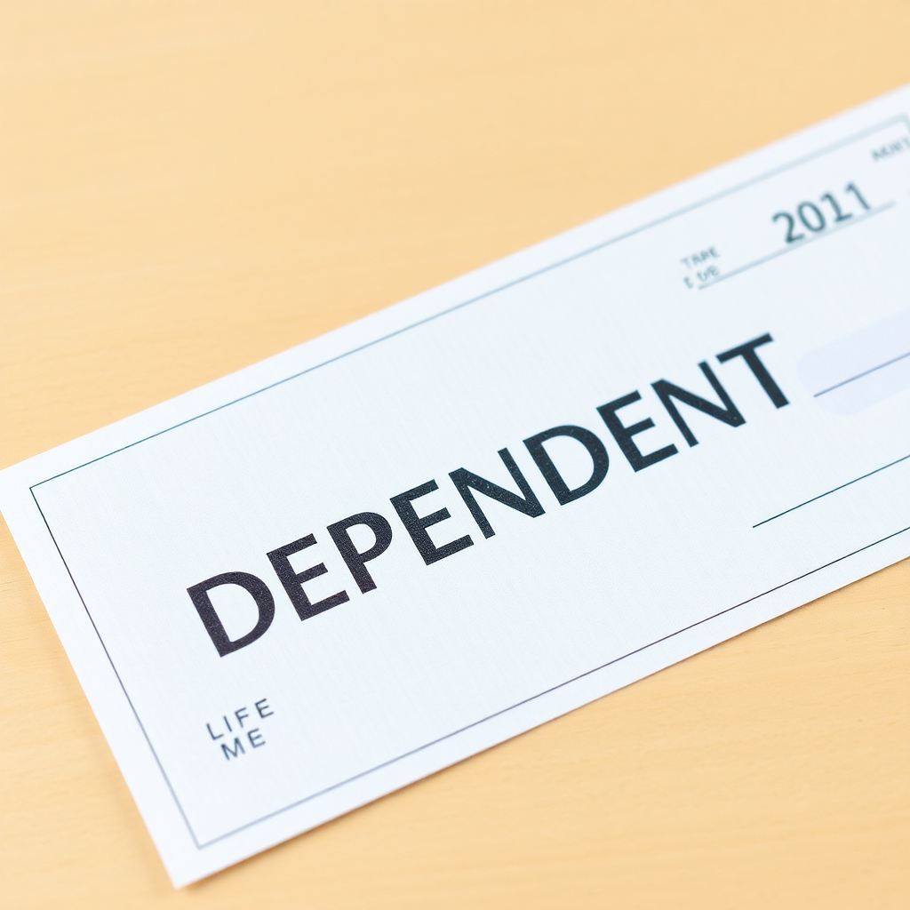 check with "DEPENDENT" stamped on it, for life insurance