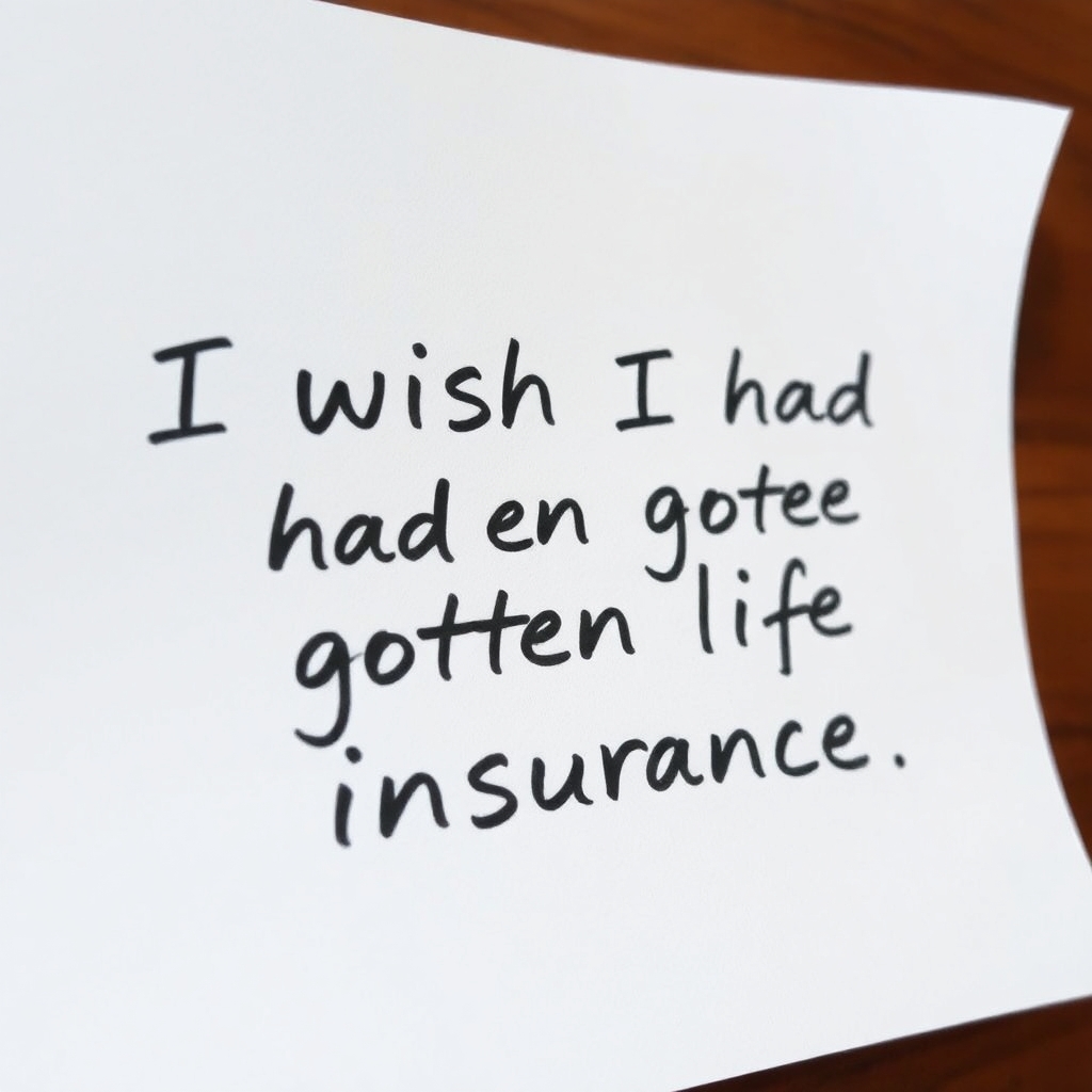 A handwritten note: “I wish I had gotten life insurance