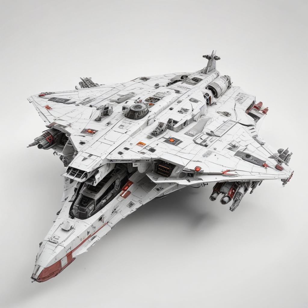 one, ARMD Platform style, Soviet, Sci-Fi, space aircraft carrier, on a white background