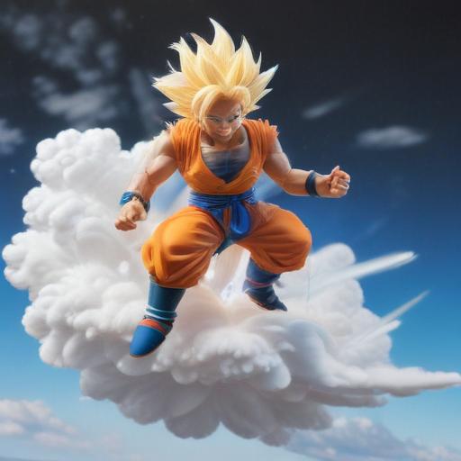 Super Sayan Goku from dragon ball z riding a cloud for use with a laser egraver