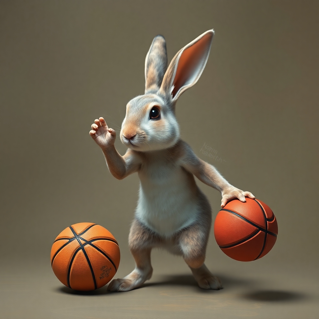a sexy rabbit playing basketball