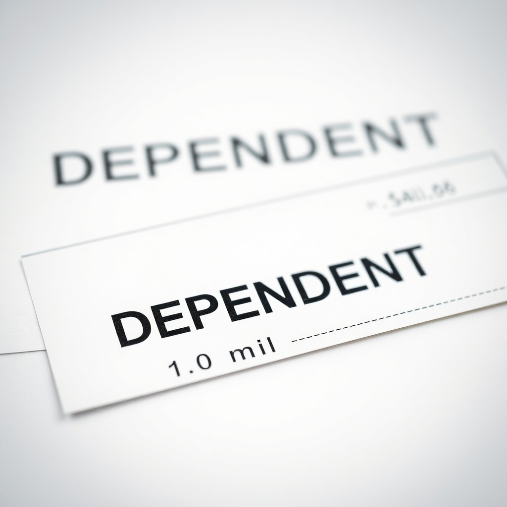 A paycheck with "DEPENDENT" stamped on it for life insurance, have it with a value of 1 million dollars( put in in English)