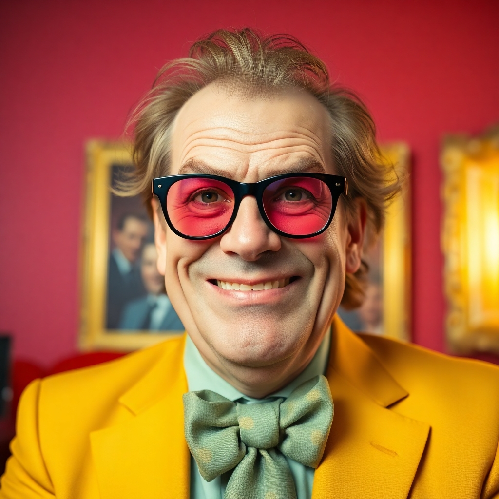 retro style Happy billionaire sneering at the viewer