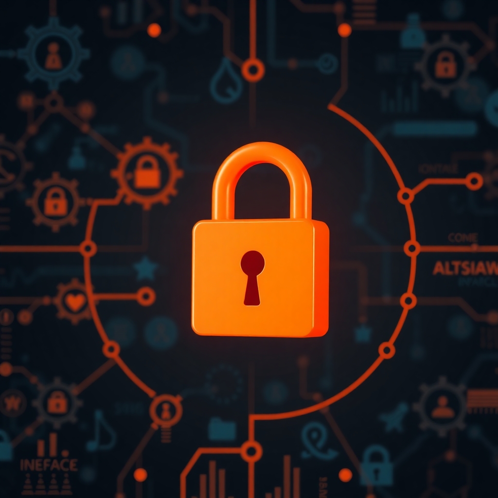 Image related to the protection of intellectual property, industrial property, patents, inventions, innovation. Important: you need to protect your innovations and use the services of a spokesperson. Image without any texts. The padlock in the picture should be orange