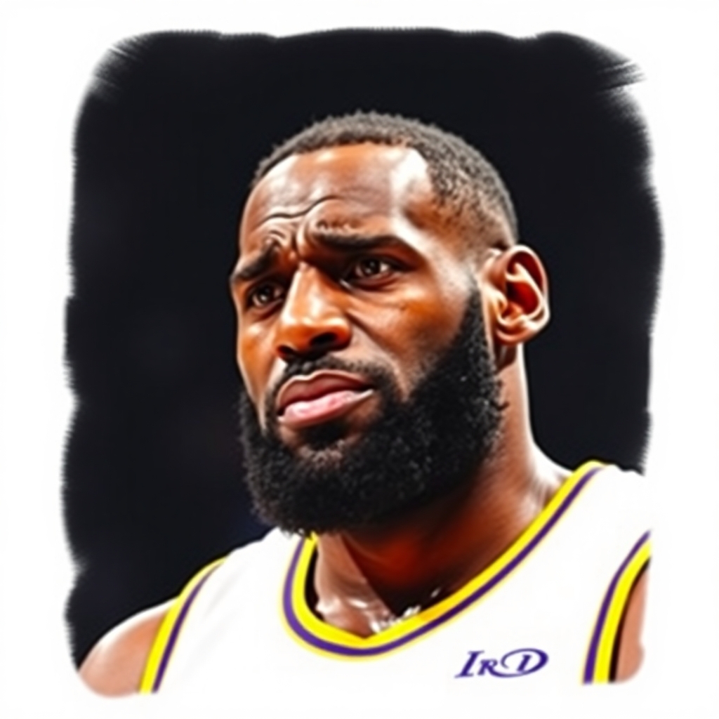 lebron James crying in a Lakers uniform