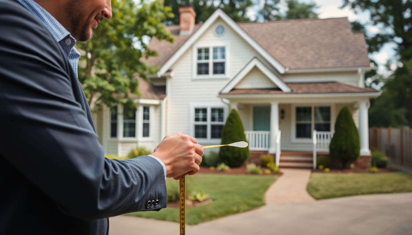 a home being measured by a professional home appraiser