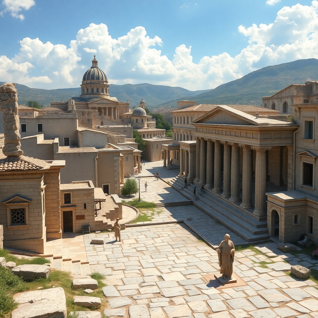 a photorealistic picture of an ancient Greece city during the time when Aristotle lived
